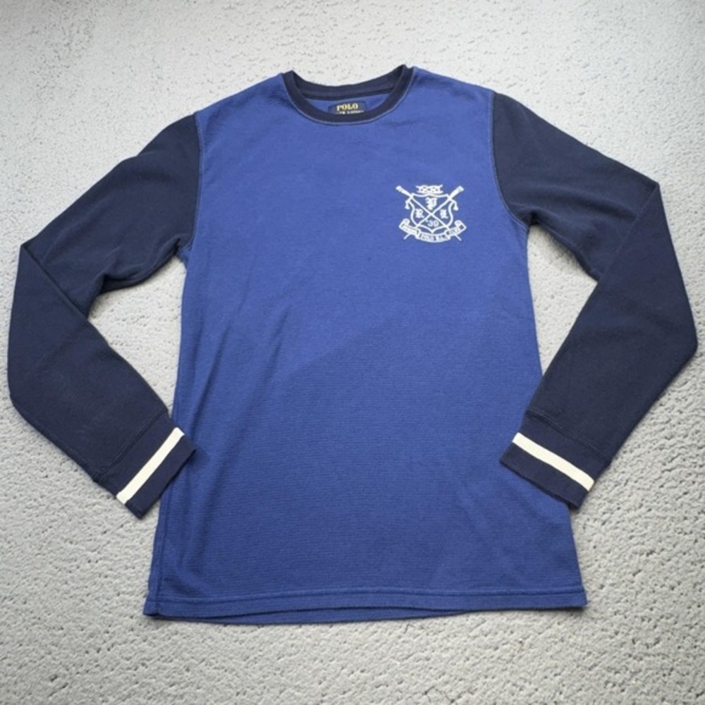Polo Ralph Lauren Shirt Mens Small Blue Rowing Club Crest Graphic Thermal Lounge